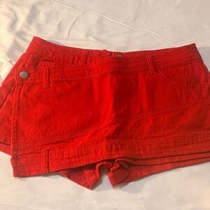 Zara Red Skorts Bold Denim Look